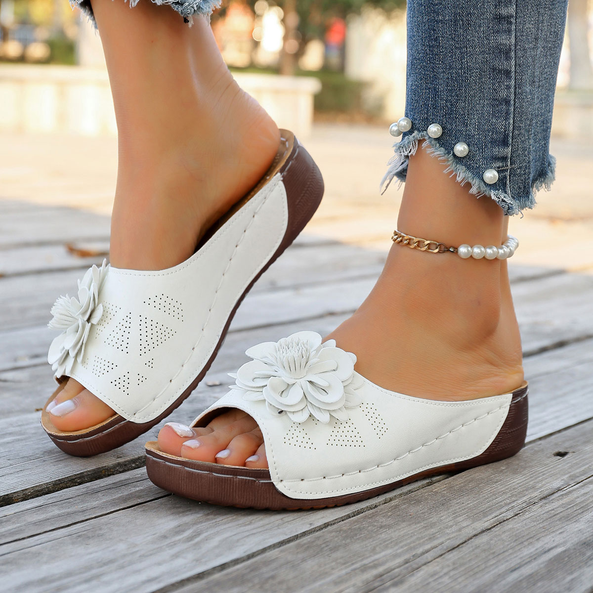 Women's Thick Sole Wedge Sanda - Indoor Plants ulasan dan harga