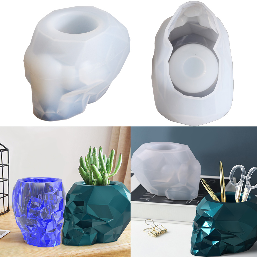 Skull Shape Mold Pen Holder Si - Succulent Set ulasan dan harga