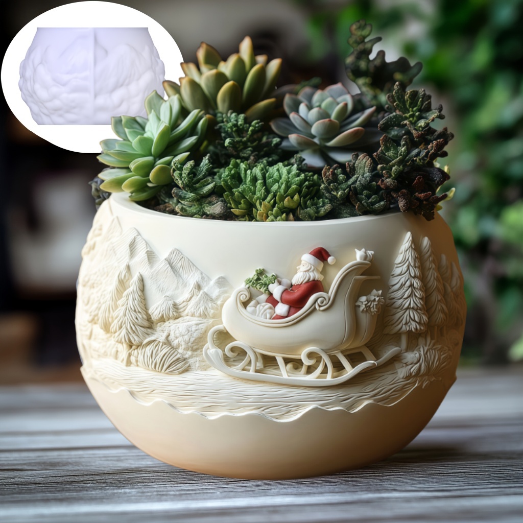 Cedar Sled Santa Claus Relief  - Succulent Set ulasan dan harga