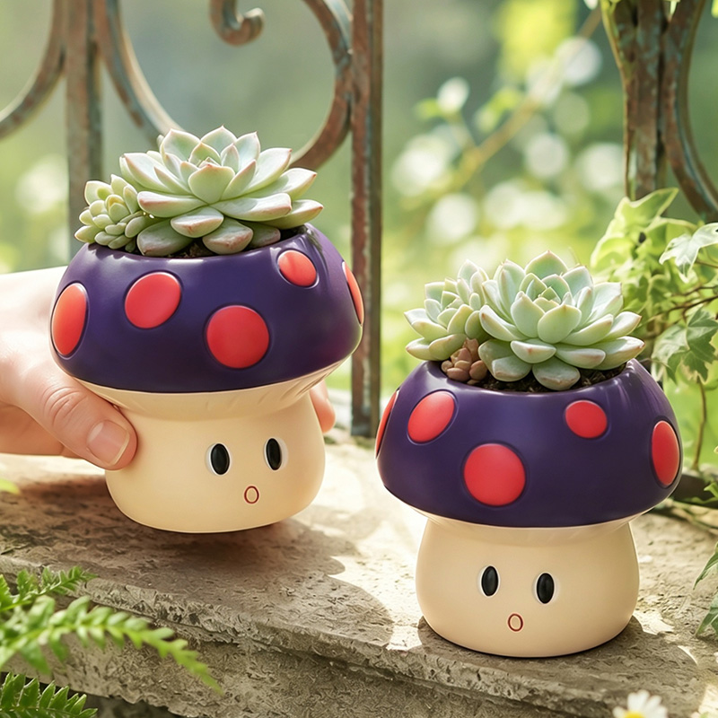 Cute Cartoon Mushroom Resin Su - Snake Plant Ceramic ulasan dan harga