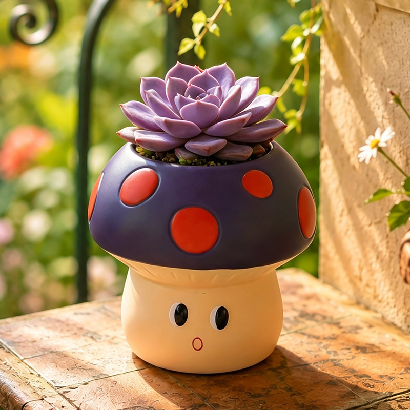Cute Cartoon Mushroom Resin Su - Snake Plant Ceramic ulasan dan harga